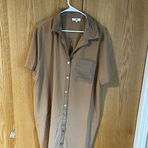 Women’s camel faux leather dress